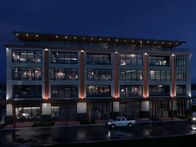 Mixed Use Building Multi Family American Modern 3D model