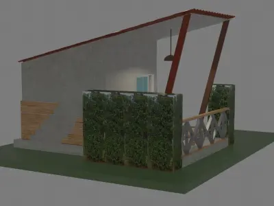 Bungalow House Thailand Low-poly 3D model