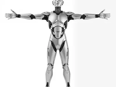 Futuristic Humanoid Robot Model Pack Low-poly 3D model