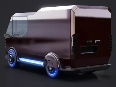 Futuristic Cyberpunk Delivery Van - Sci-Fi Electric Vehicle  Low-poly 3D model