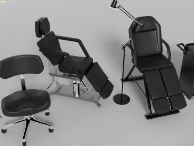 Tattoo Light Lamp Drawer Chairs all in one Low-poly 3D model