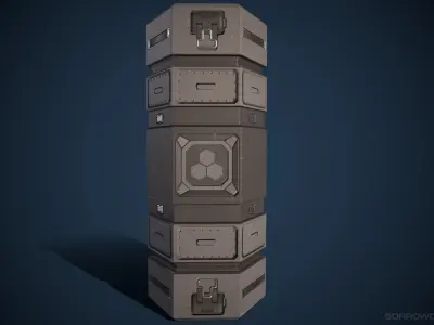 Sci-fi Container Set Low-poly 3D model