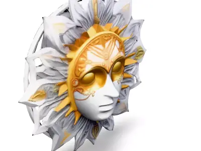 Elegant Sun Mask Wall Decor Low-poly 3D model