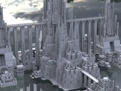 Victorian fantasy architecture Collection kitbash 1 3D model