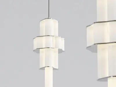 Bauer modern chandelier with glass shades 3D model
