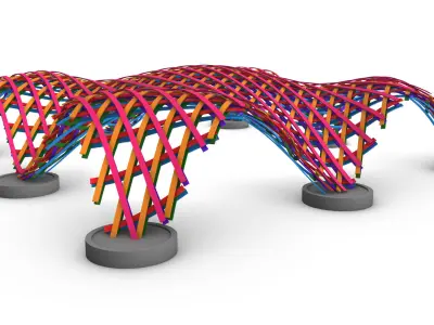 Layered Beams Parametric Pavilion 3D model