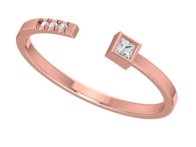 Solitaire Women Light Weight Princess stone Band Ring 3D print model