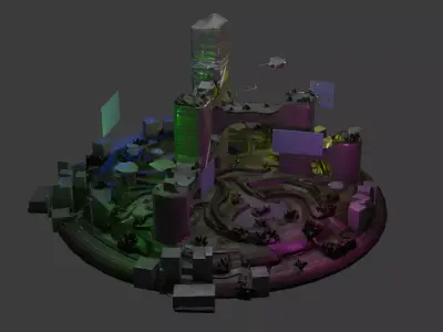 Horror City Asset Low-poly 3D model