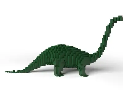 Bronchosaurus Minecraft Voxel Low-poly 3D model