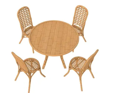 Dining Table with Chairs Set 3D model