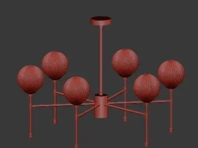 Untitled modern chandelier with six glass globes 3D model
