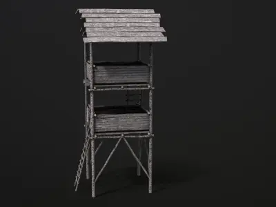  Improvised Wooden Watchtower Low-poly 3D model