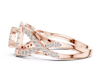 Round Diamond  Ring 3D print model 2