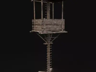 Next Gen AAA Fantasy Wooden Watchtower Low-poly 3D model