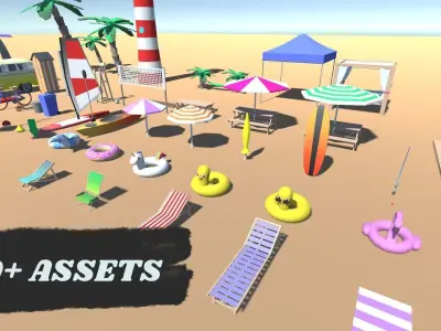 Beach Pack  Low-poly 3D model