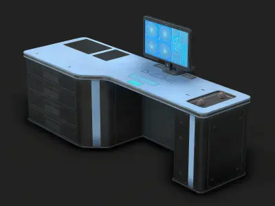 Sci Fi Lab Table Low Poly Low-poly 3D model