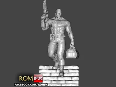 The Punisher - Action Figure - Diorama Printable 3D print model