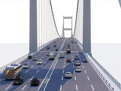 Fatih Sultan Mehmet Bridge - Istanbul - Turkey Low-poly 3D model