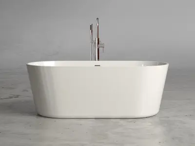 Freestanding oval bathtub with floor-mounted tap 3 3D model