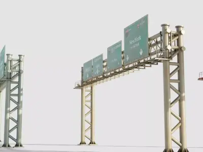 highway bypass with 4k pbr textures clean dirty rusty Low-poly 3D model