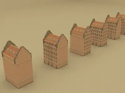 Exterior European Buildings Low-poly 3D model