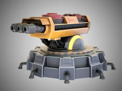 Gun turret stylized  3D model