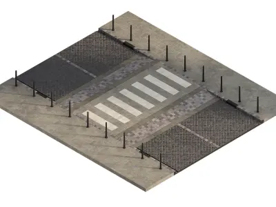 Street with pedestrian crossing 3D model