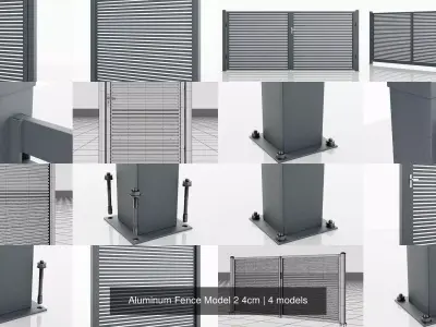 Aluminum Fence Model 2 4cm 3D Model Pack