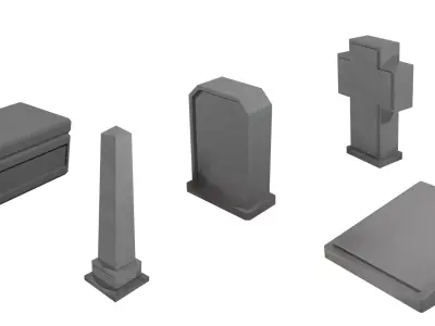Tombstone - 5 Set gravestone Low-poly 3D model
