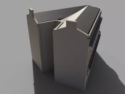 Neoclassic corner facade Low-poly 3D model