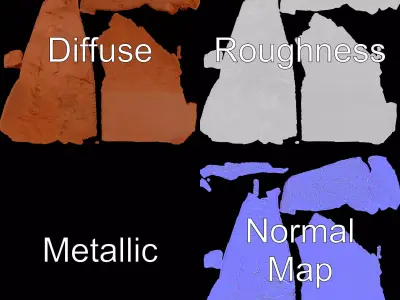 Rustic Clay Boulder model pack Low-poly 3D model