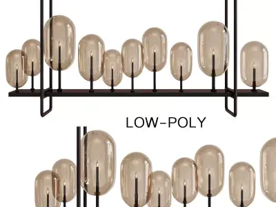 Rectangle Vintage Pendant Lights For Indoor low poly 3d model Low-poly 3D model