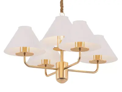 TOWNER four light chandelier in brass with shades 3D model