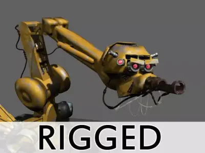 Cartoony Industrial Robot Rigged 3D model