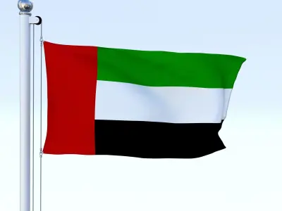 Animated United Arab Emirates Flag Low-poly 3D model