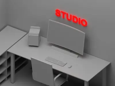 ISOMETRIC FREELANCER STUDIO  Low-poly 3D model
