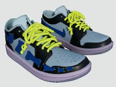 DINO 2 Air Jordan 1 JOJO Low Shoes PBR  Low-poly 3D model