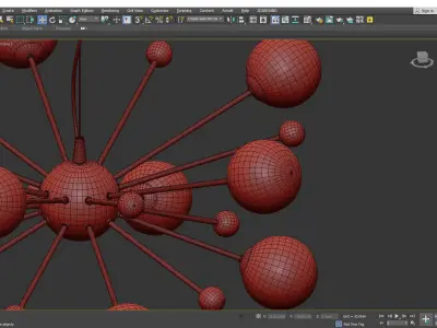 URSA modern 10 light ceiling pendant Low-poly 3D model