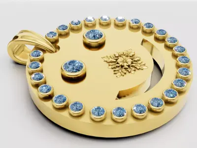 smiley face gold pendant 3D printable model       3D print model