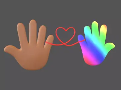 Hand with Red Line Icon v1 028 Low-poly 3D model