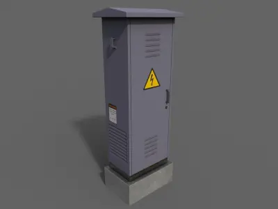 PBR Electric Box Purple V2 Low-poly 3D model