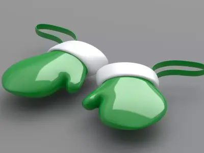 christmas hand gloves Green 3D model