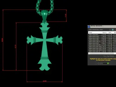 High Cross Pendant Light Gold 18K 3CP001 3D print model