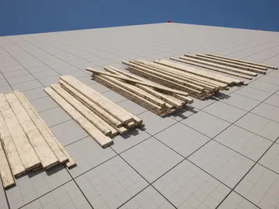 Wooden Planks set Low-poly 3D model