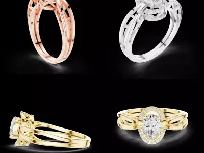 Oval Cut Halo Engagement Ring CAD Design with Split Shank 3D print model