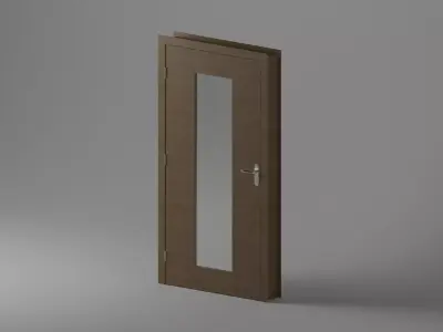 Single Door - Plain with Central Glass - 12 Handles - Revit 2020 3D model