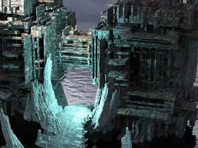 Sci fi Light gravity Cube Towers 3D model
