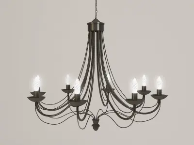 lustre gold chandelier with six candles 3D model