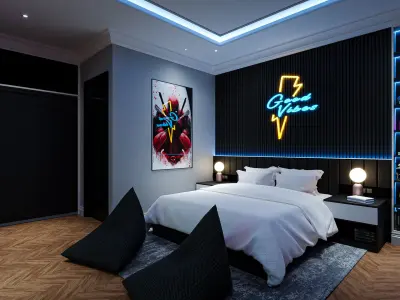 Bedroom Boys Gaming Blender - Fbx - Obj 3D model