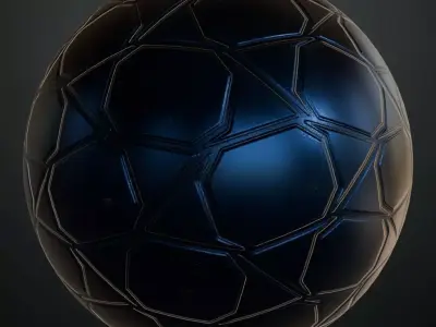 Blue and Black Glossy Geometric Metal Plate PBR Seamless Texture